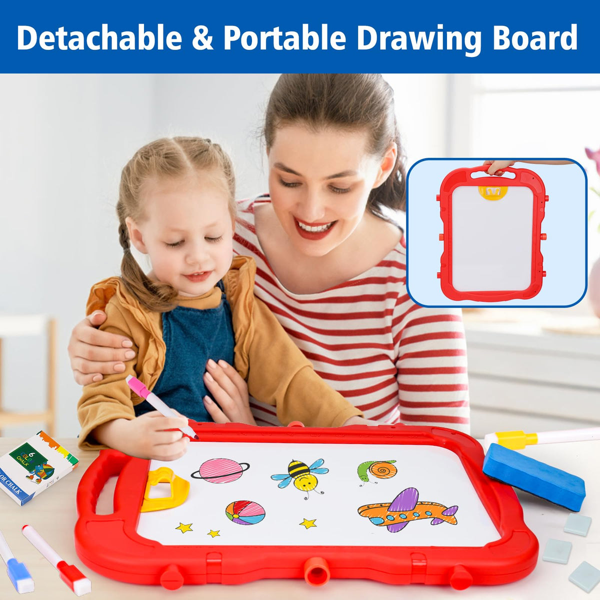 Adjustable Kids Easel with Magnetic Whiteboard and Chalkboard