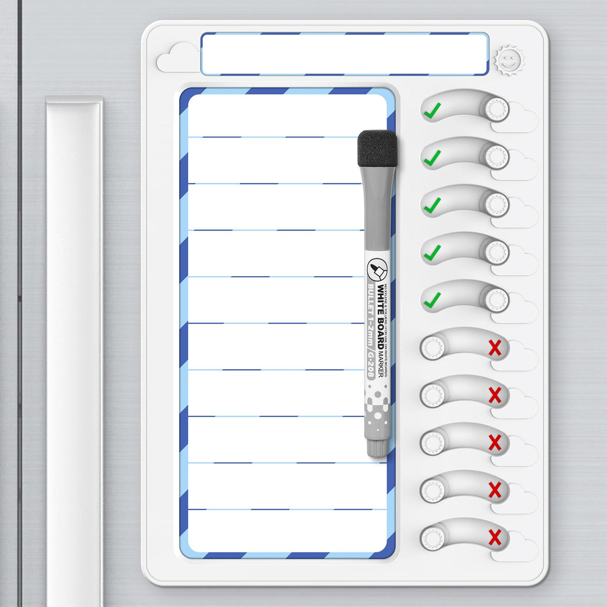 Magnetic Dry Erase Chore Chart with Task Sliders for Kids