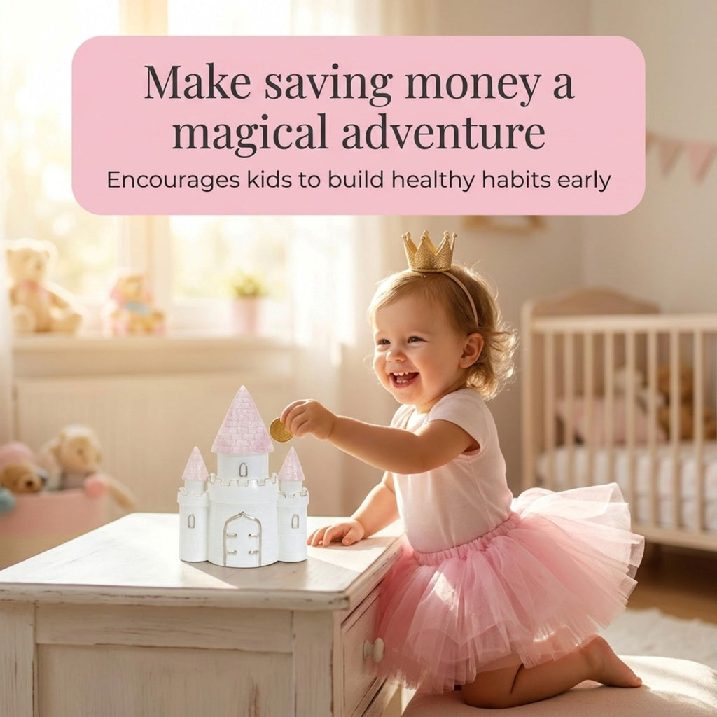 Ceramic Princess Castle Piggy Bank for Girls Nursery Decor