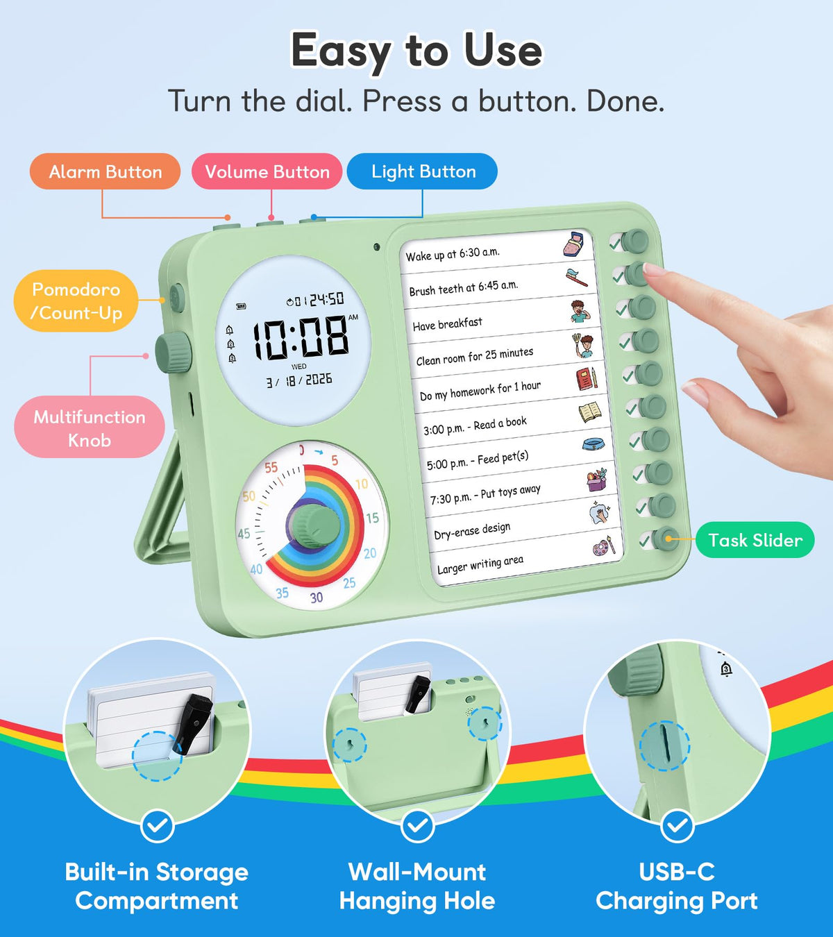 Visual Timer for Kids with ADHD Schedule and Chore Chart