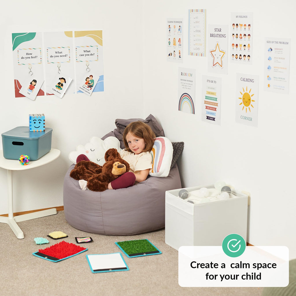 Calm Down Corner Kit with Plush Sensory Toys and Posters