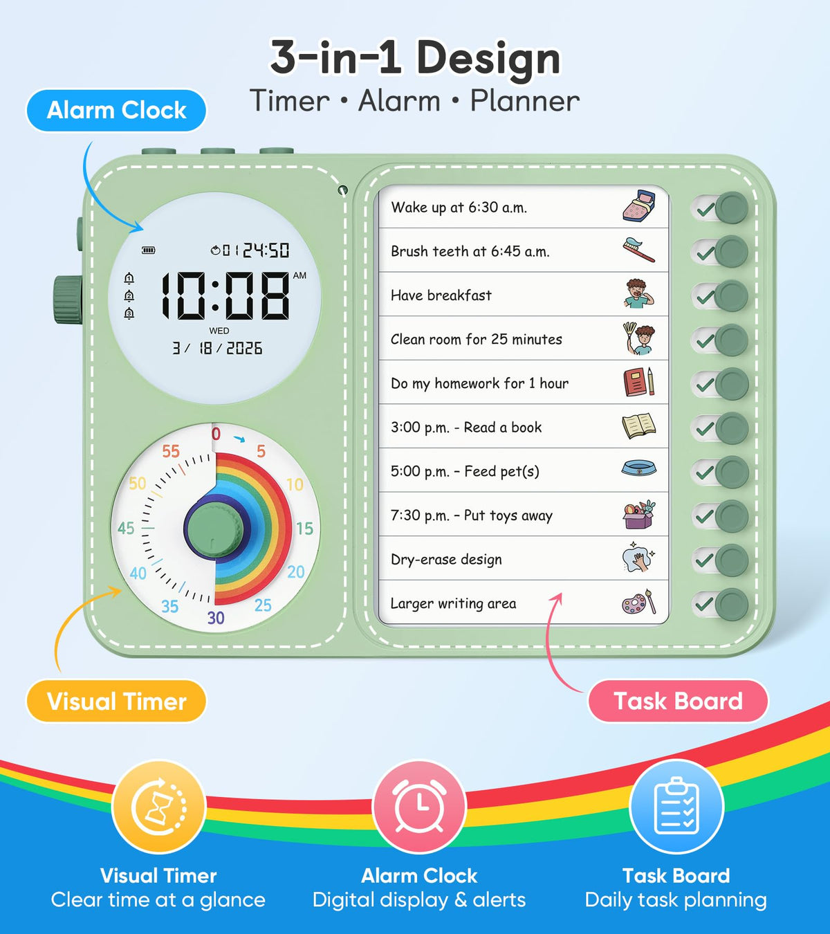 Visual Timer for Kids with ADHD Schedule and Chore Chart