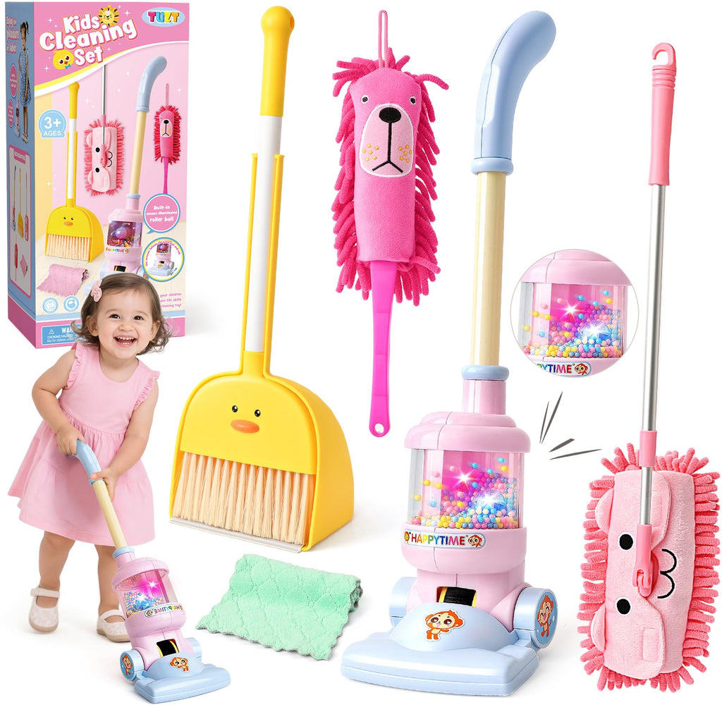 Kids Cleaning Playset with Pretend Vacuum Broom and Mop