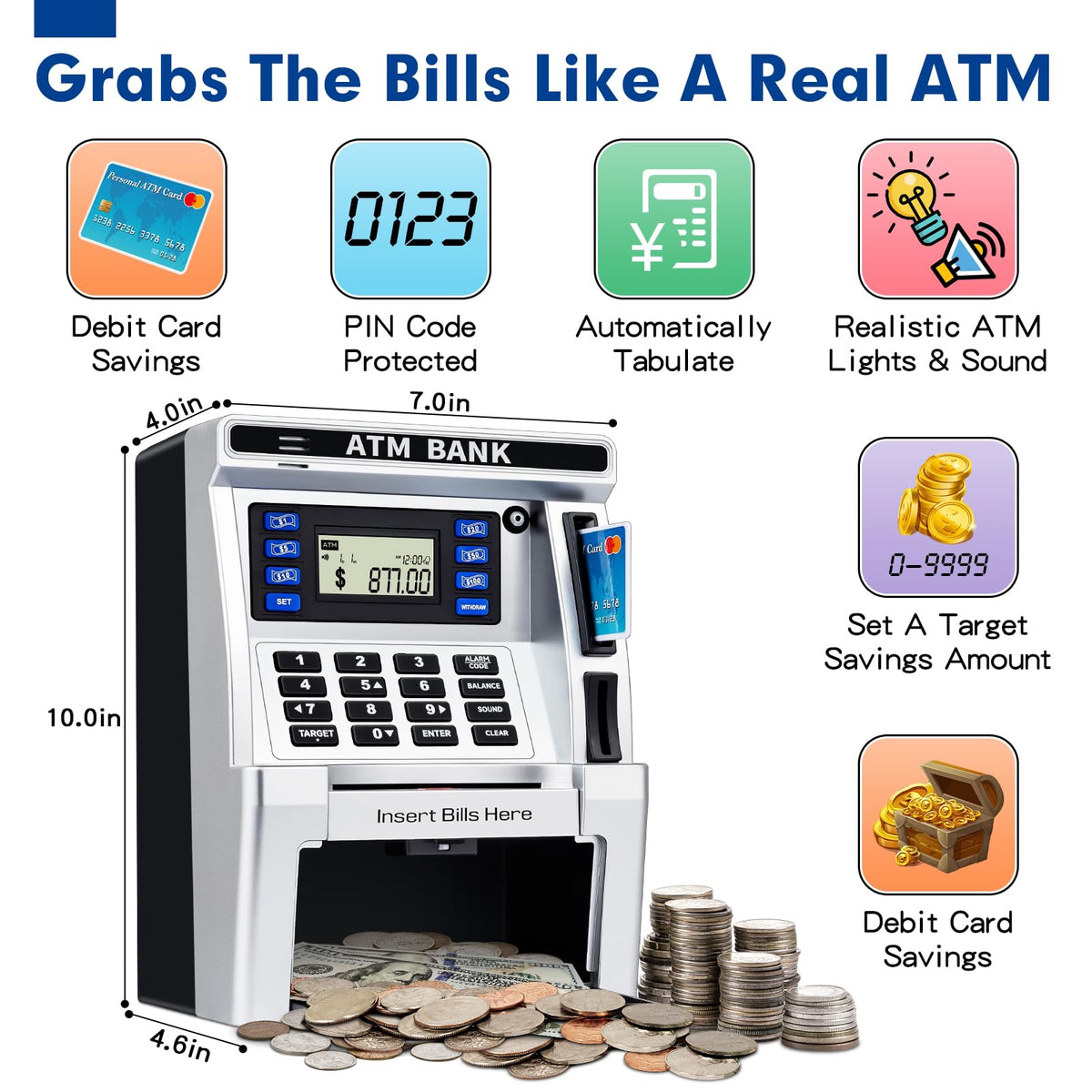 Electronic ATM Piggy Bank for Kids Money Saving and Learning