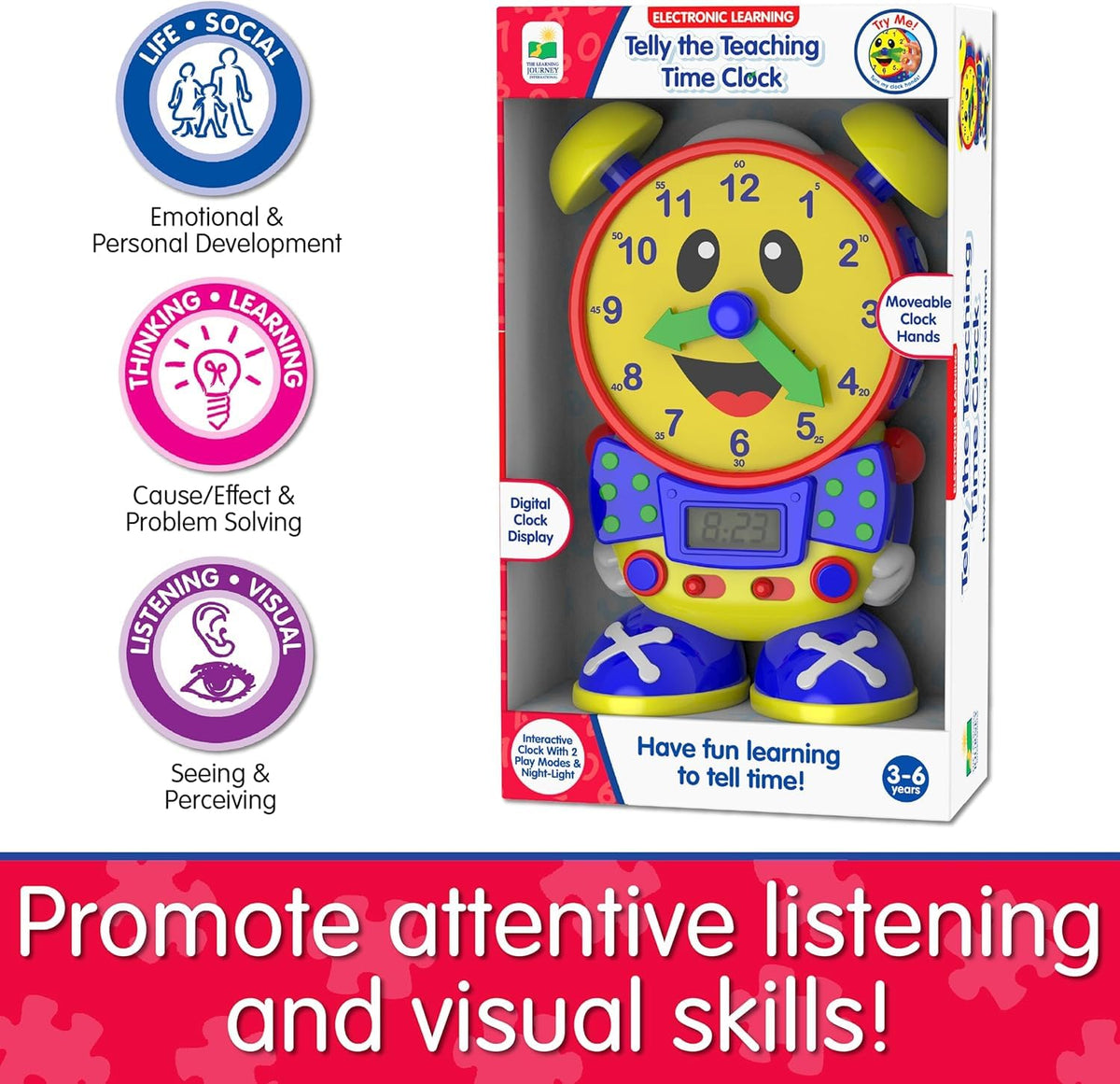 Teaching Time Clock for Kids Learning Hours and Minutes