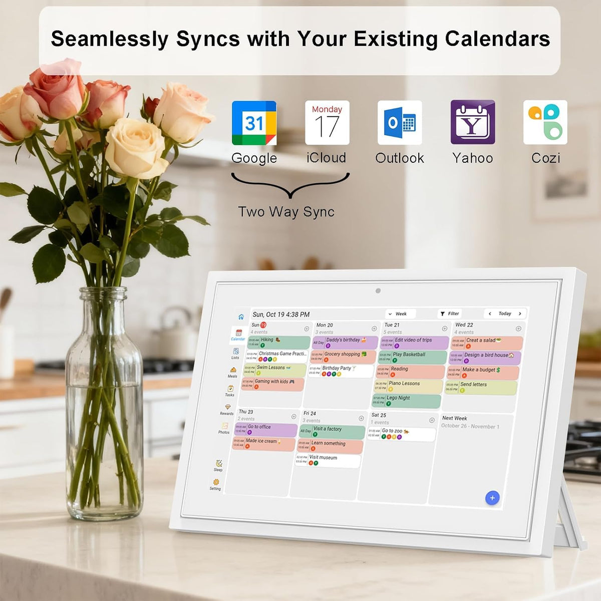 Smart Digital Family Calendar with Touchscreen Display