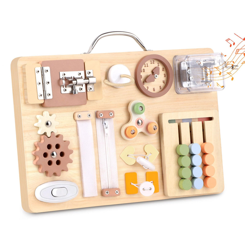 16 in 1 Montessori Busy Board with Music Box for Toddlers