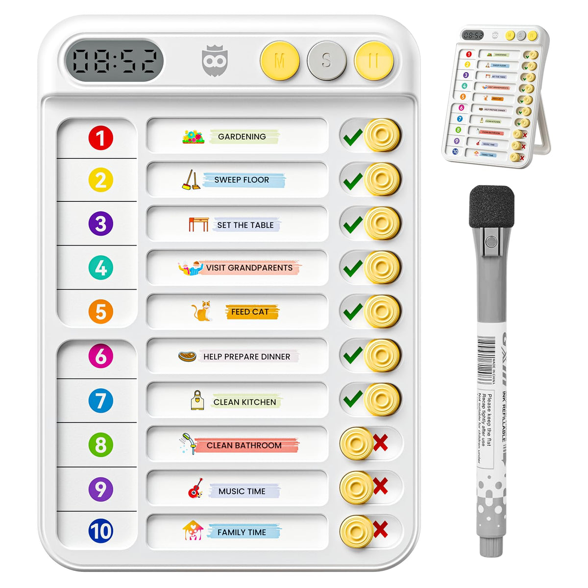 Magnetic Chore Chart and Planning Board for Kids Daily Tasks
