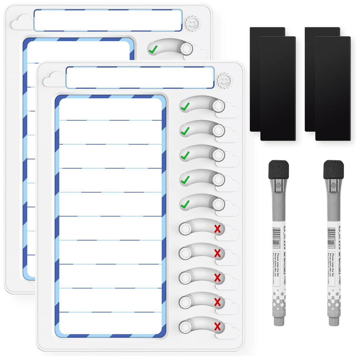 Magnetic Dry Erase Chore Chart with Task Sliders for Kids
