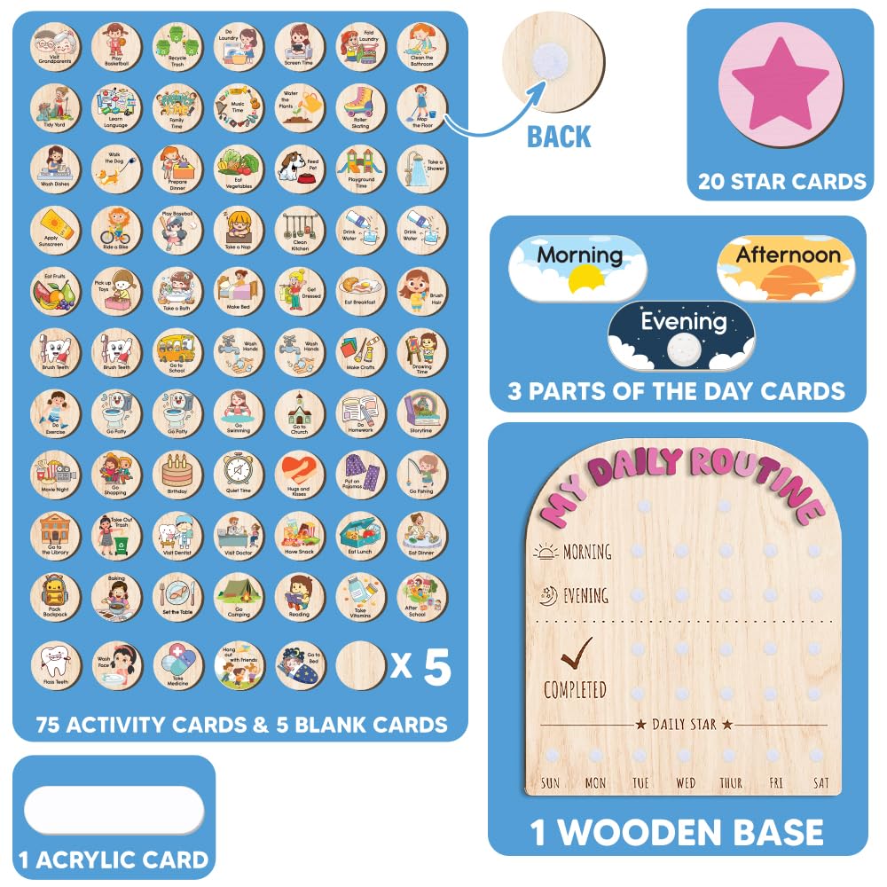 Wooden Chore and Reward Chart for Kids Daily Routine Schedule