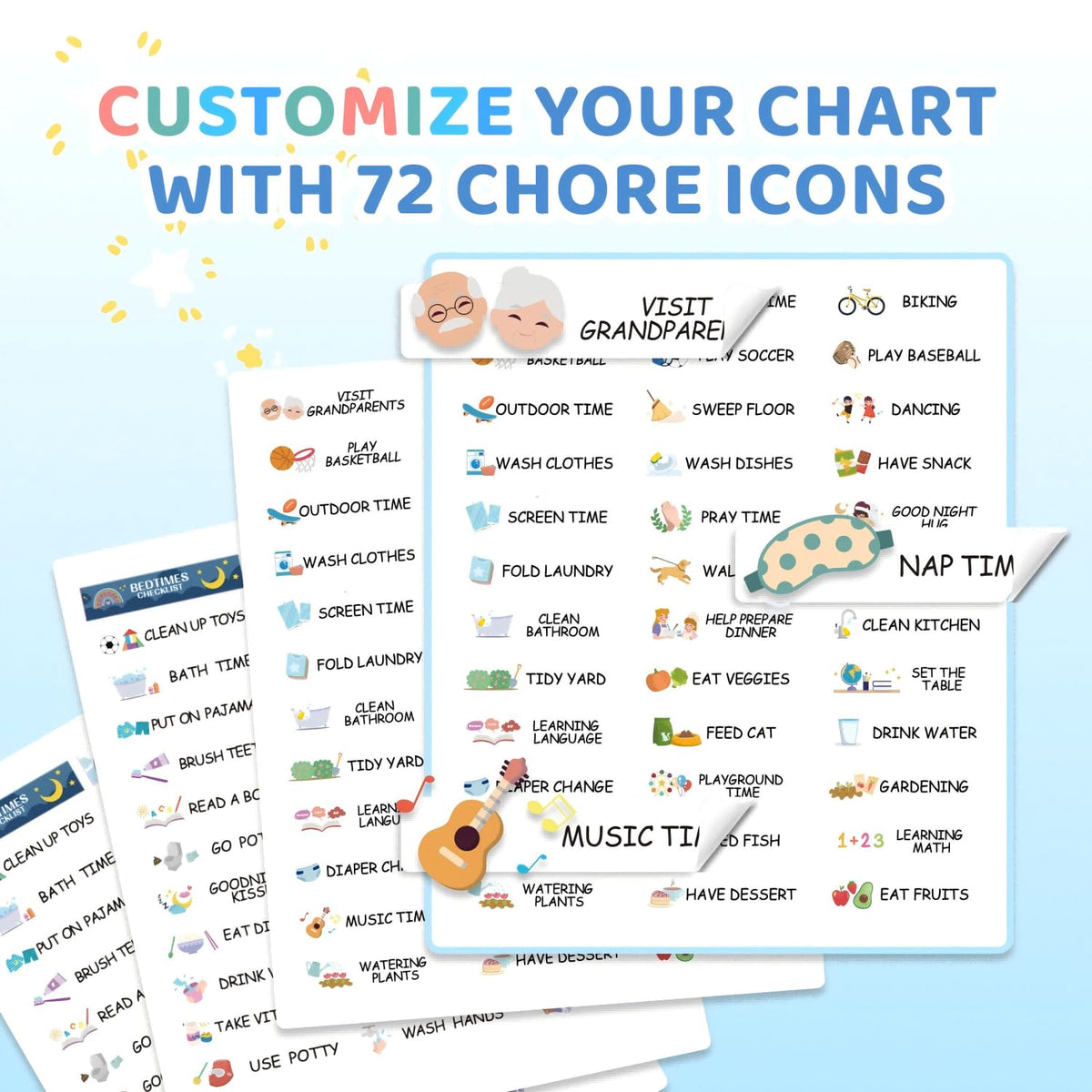Magnetic Dry Erase Routine Chart for Kids Morning and Bedtime