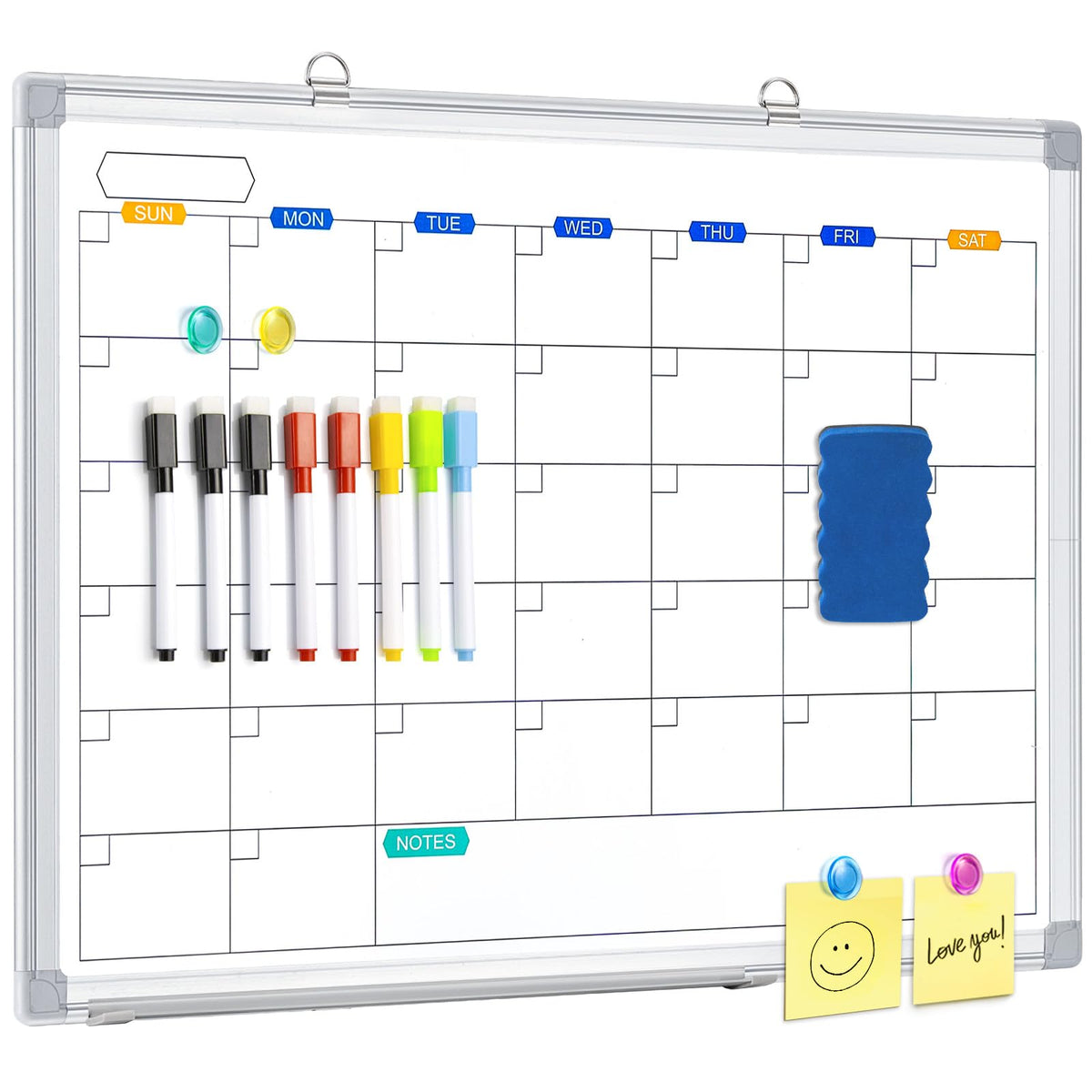 Magnetic Dry Erase Calendar Whiteboard with Aluminum Frame