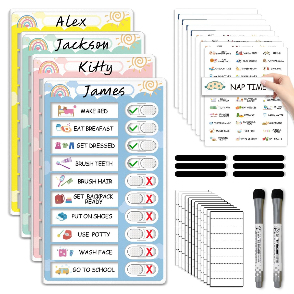 Magnetic Dry Erase Routine Chart for Kids Morning and Bedtime