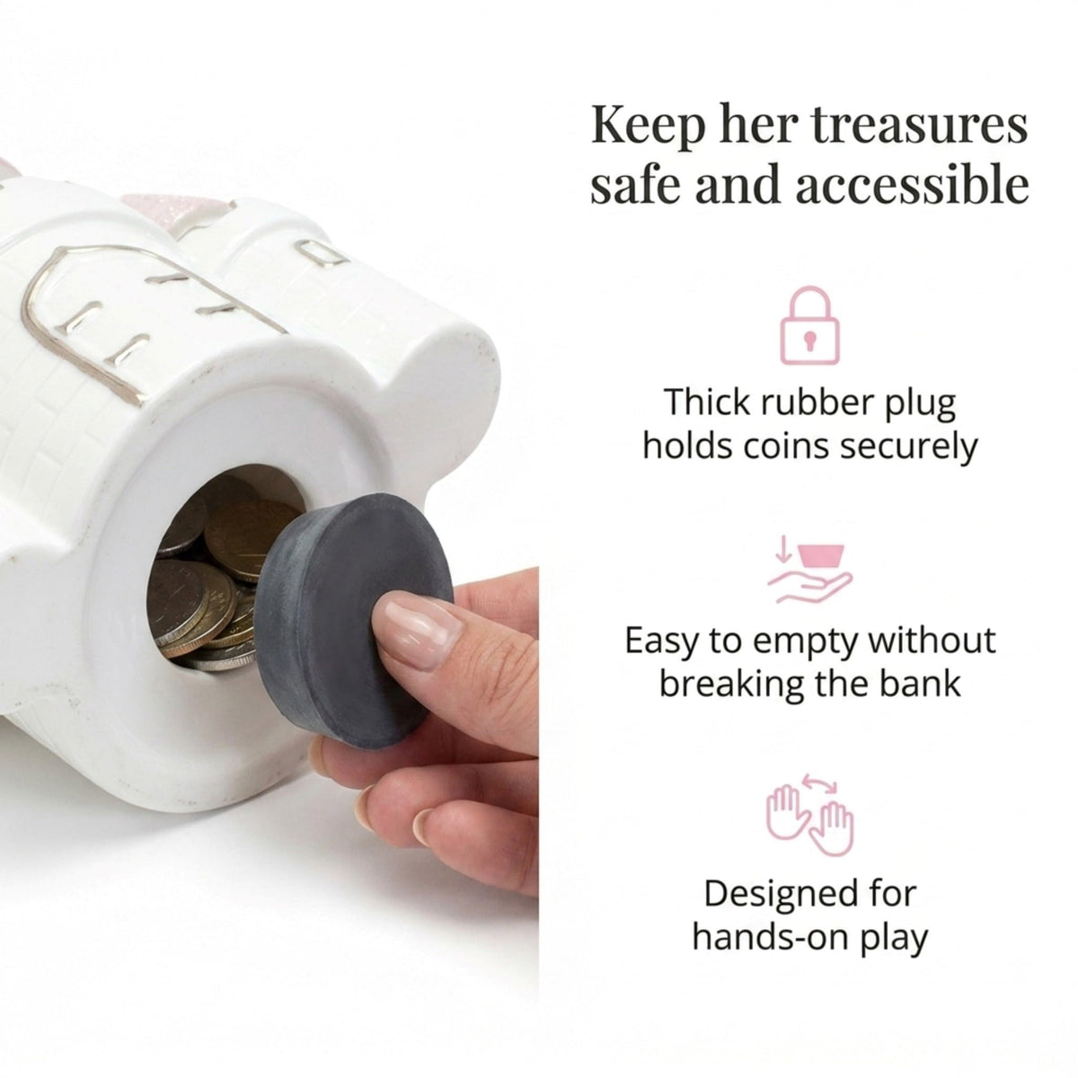 Ceramic Princess Castle Piggy Bank for Girls Nursery Decor