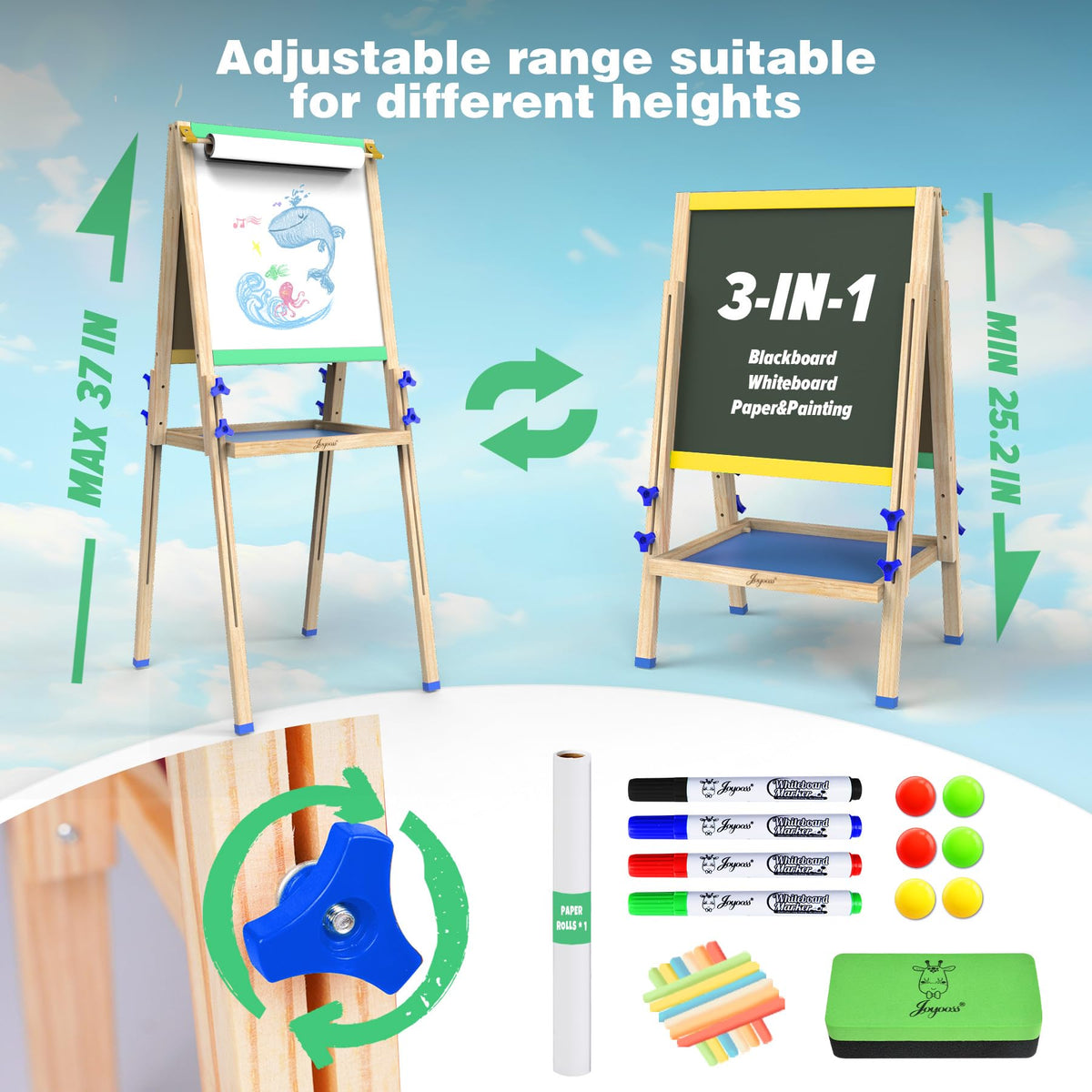 Adjustable Standing Art Easel for Kids and Toddlers