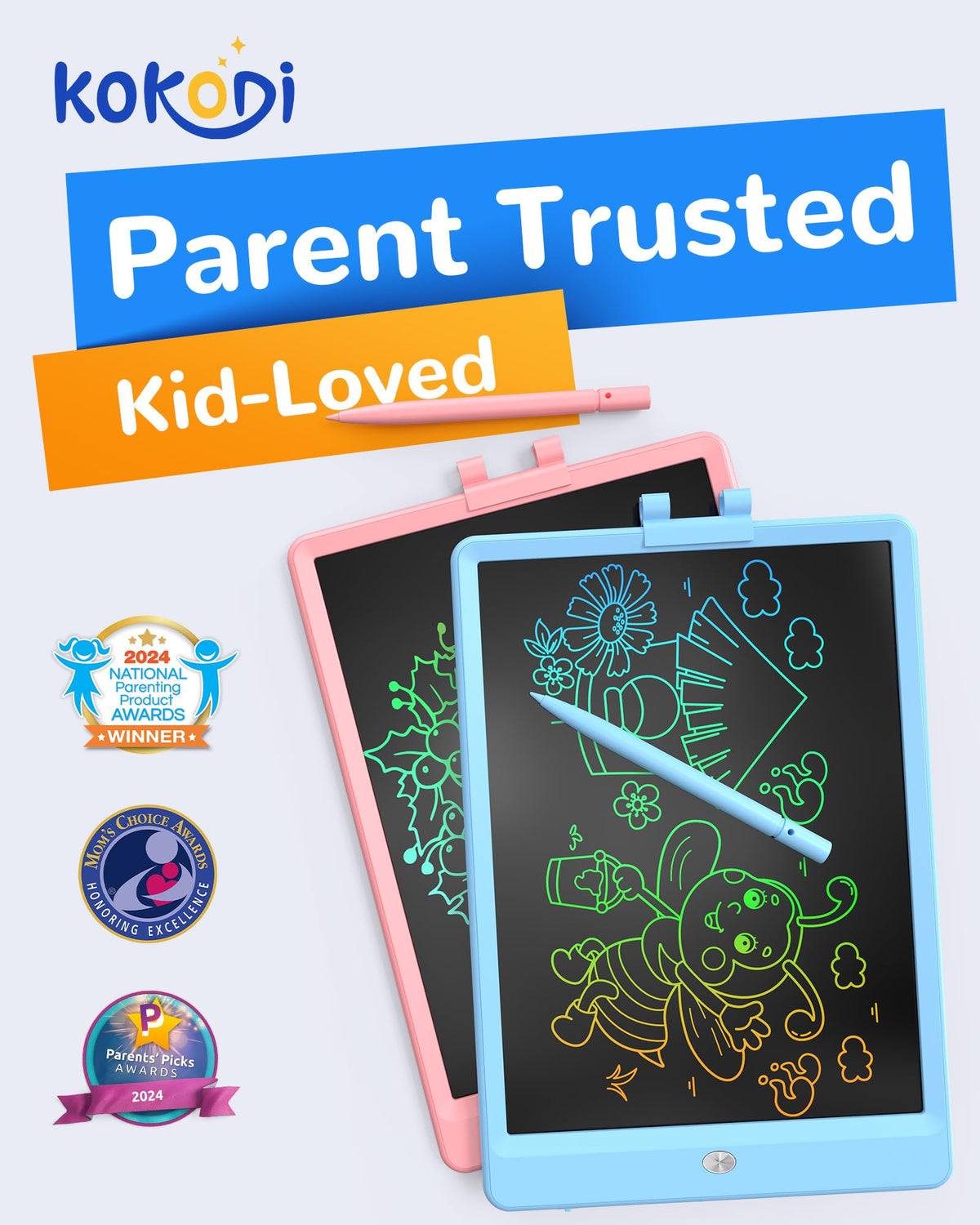 LCD Writing Tablet with Colorful Reusable Doodle Board