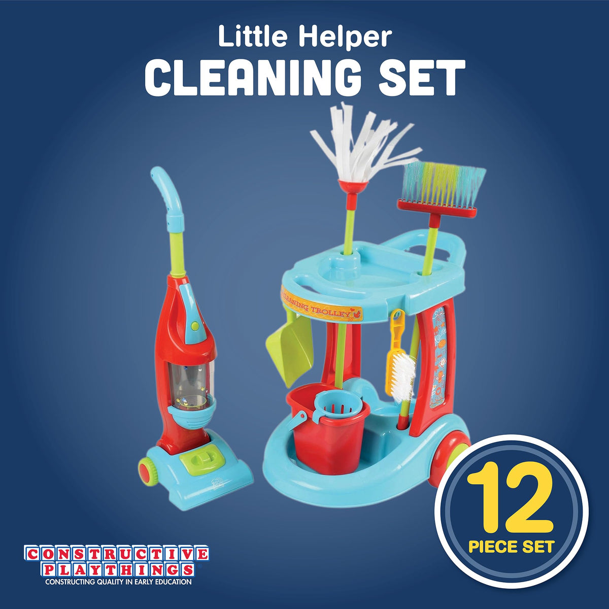 12 Piece Kids Cleaning Set with Toy Vacuum Broom and Mop