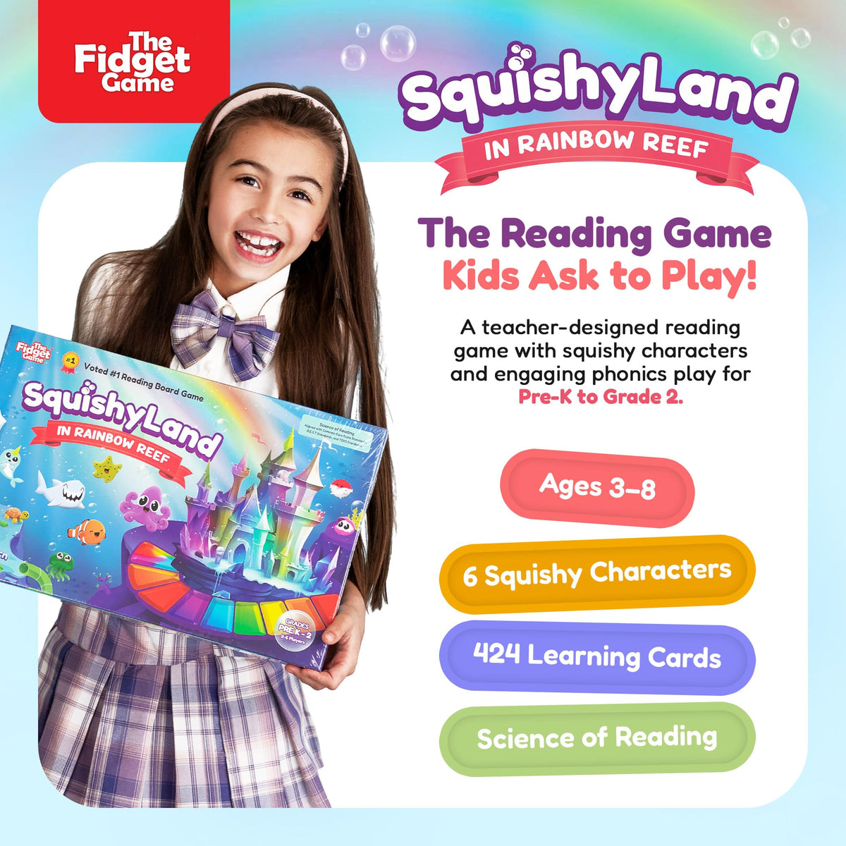 Squishy Board Game for Pre K to 2nd Grade Learning and Play