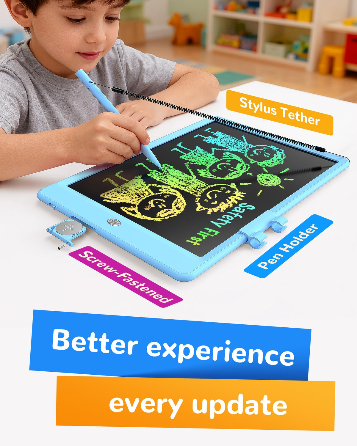 LCD Writing Tablet with Colorful Reusable Doodle Board