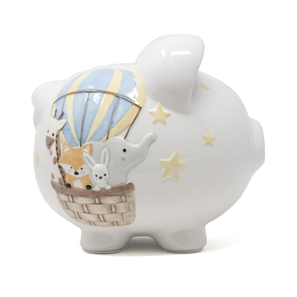 Ceramic Piggy Bank for Boys Kids Savings and Nursery Decor
