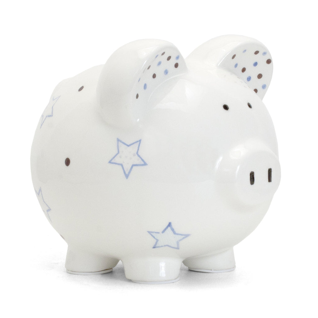 Ceramic Piggy Bank for Boys Kids Savings and Nursery Decor