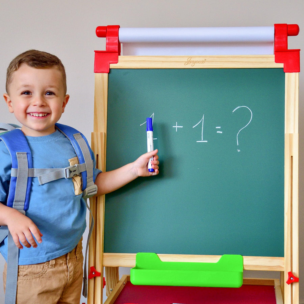 Adjustable Wooden Art Easel with Paper Roll and Drawing Board