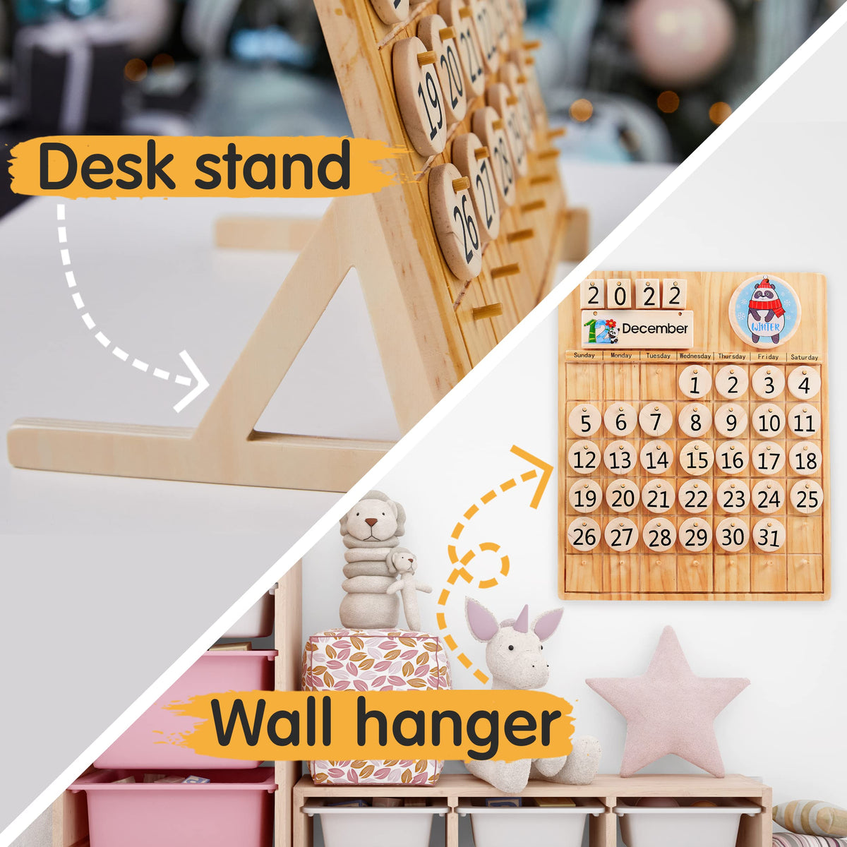 Montessori Wooden Perpetual Calendar for Kids Learning Dates