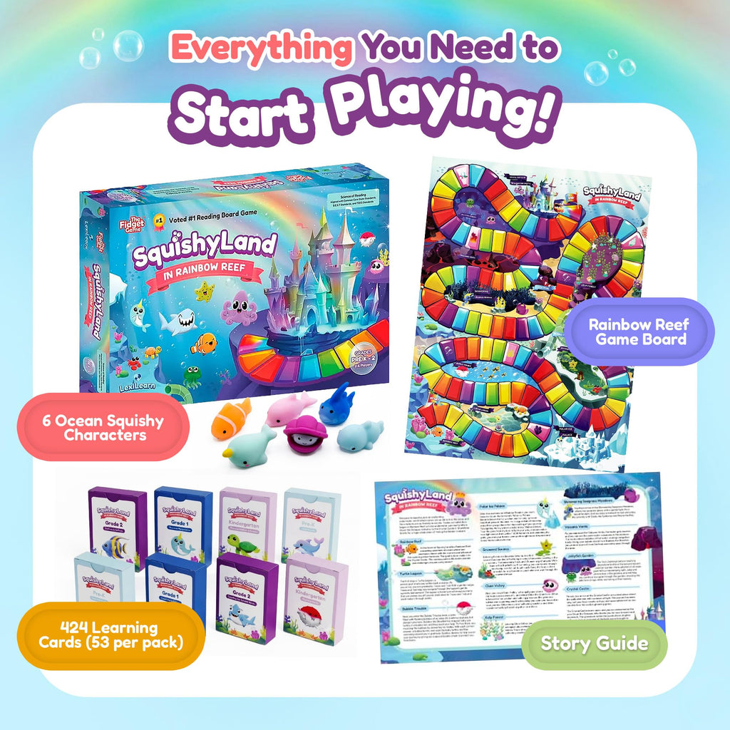 Squishy Board Game for Pre K to 2nd Grade Learning and Play