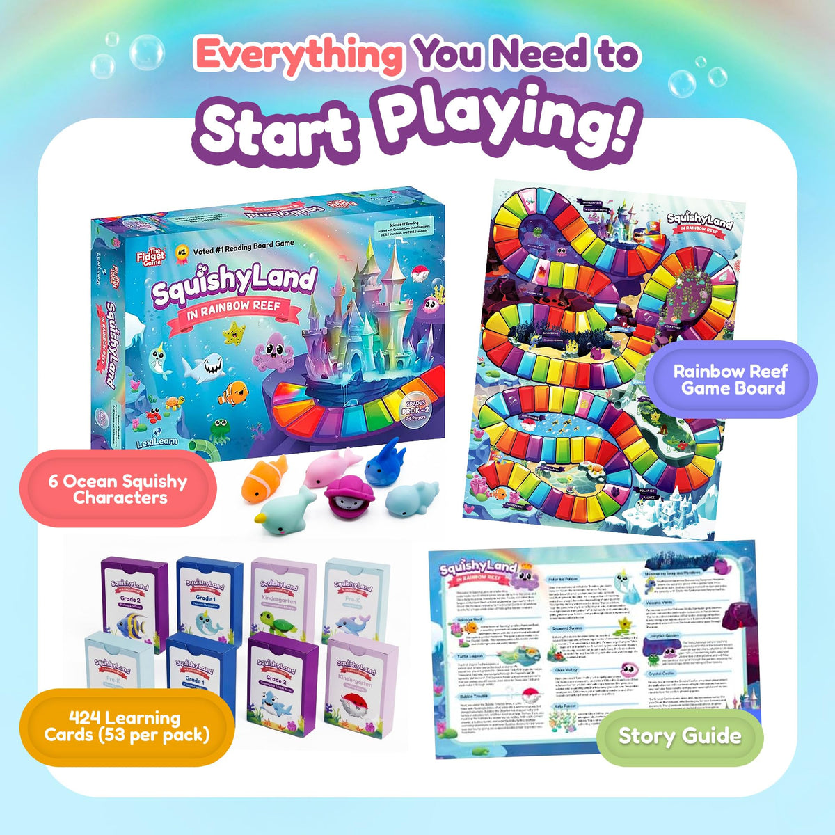 Squishy Board Game for Pre K to 2nd Grade Learning and Play