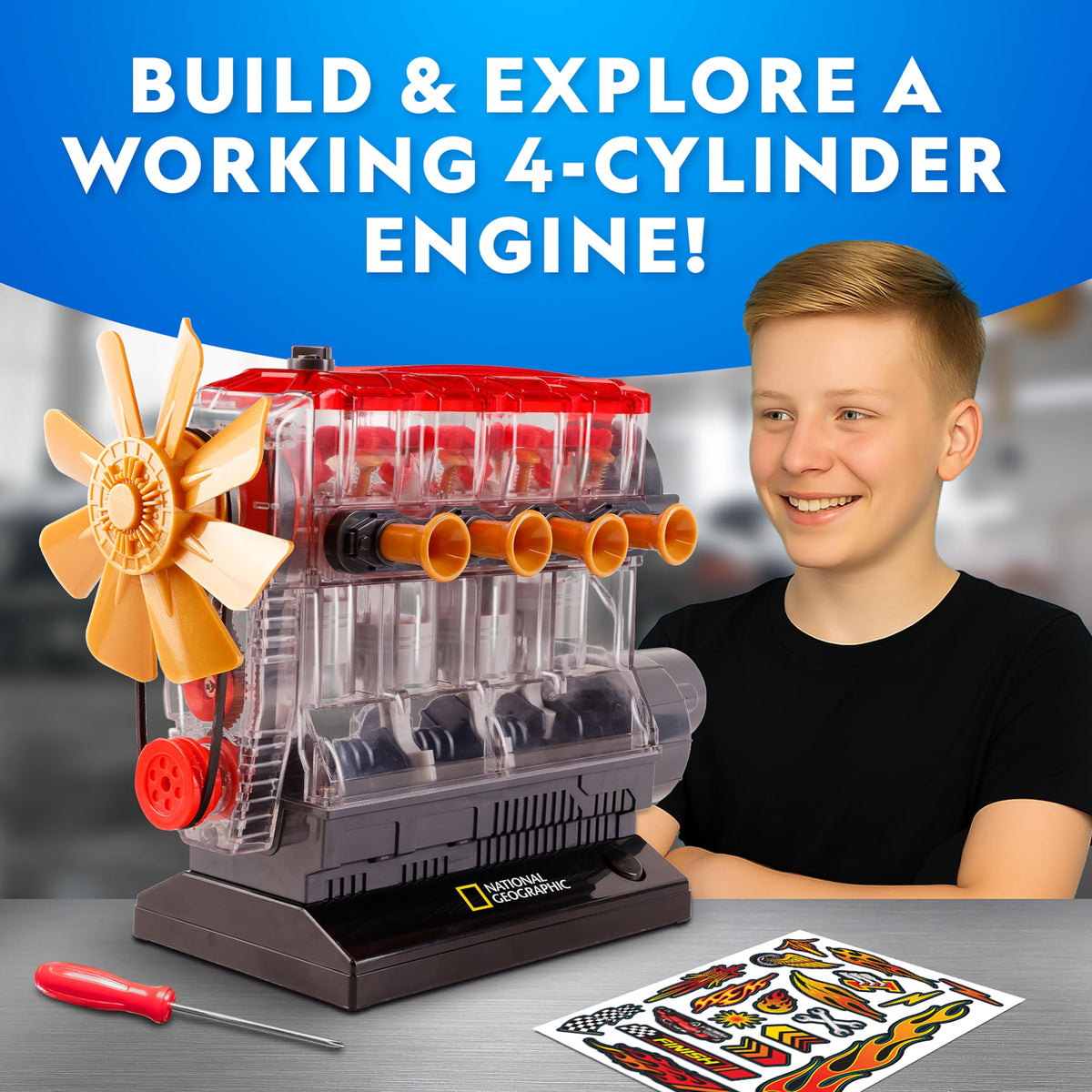 4 Cylinder Engine Building Kit Working Model for Kids