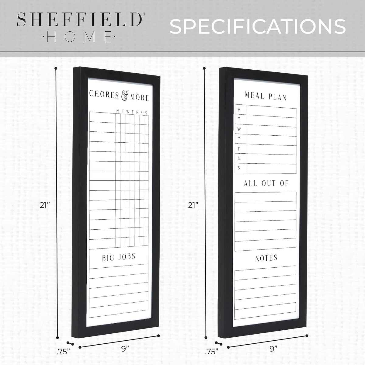 Two Dry Erase Family Planner Boards for Chores Meals and Lists