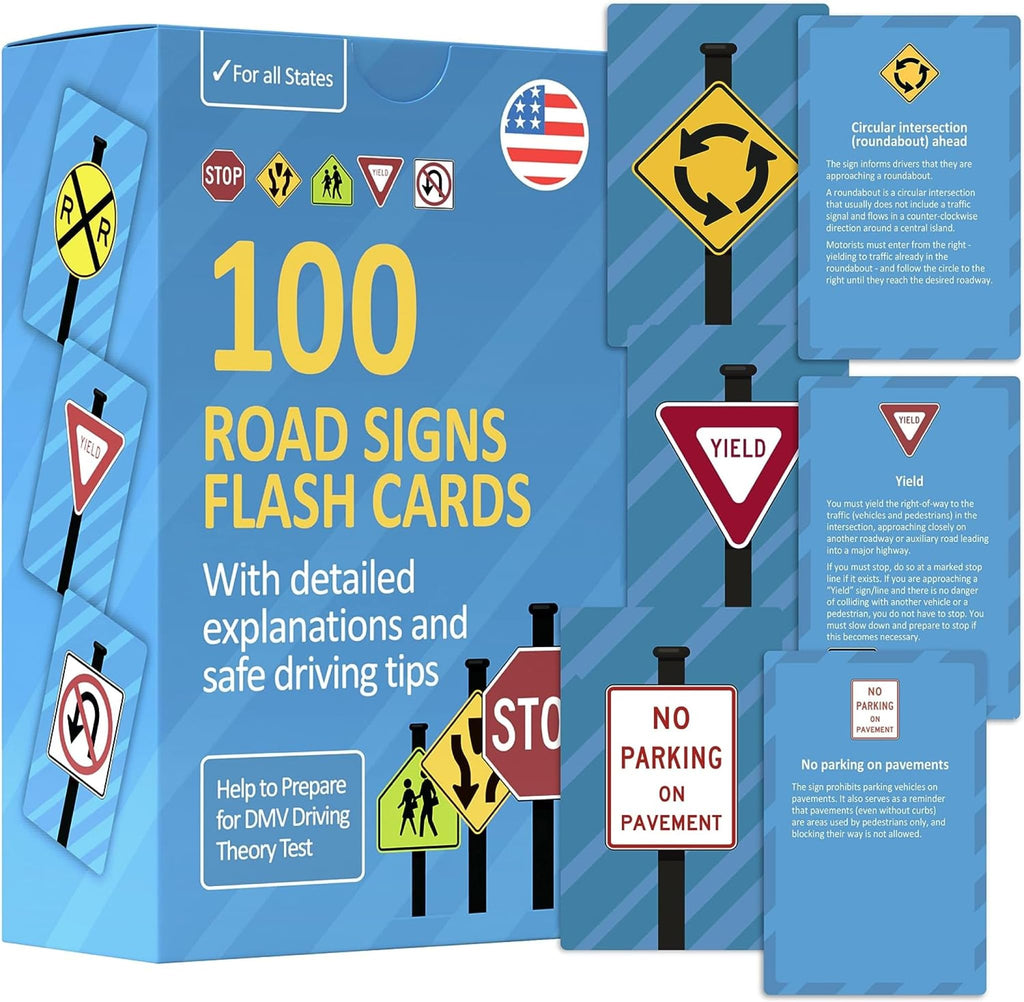 Road Signs Flash Cards with Driving Tips and Explanations