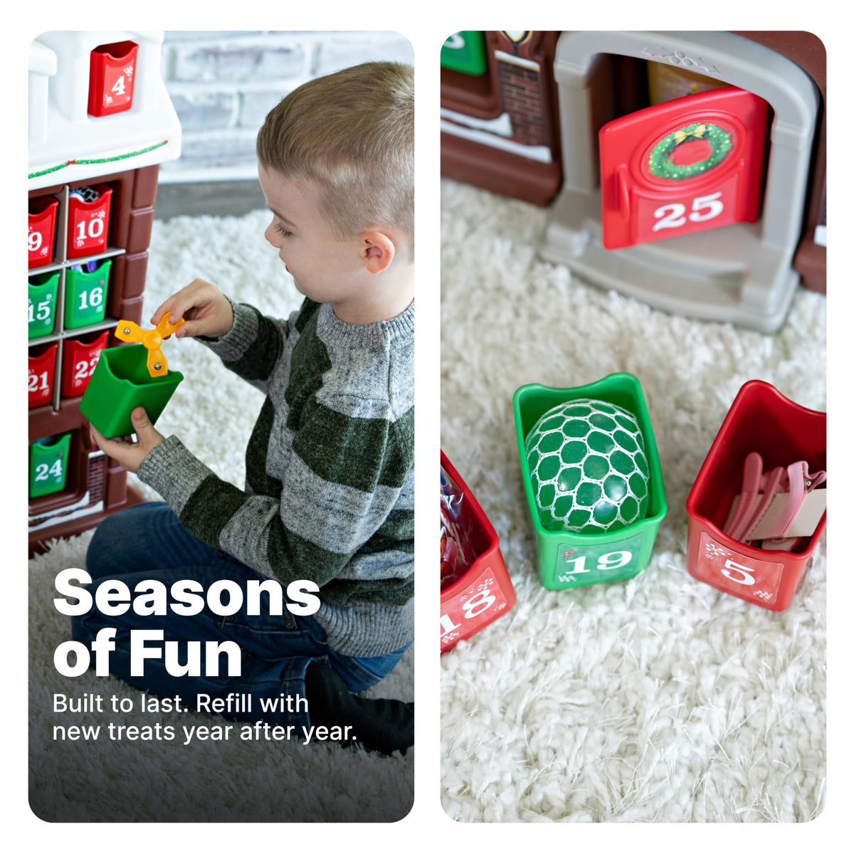 Kids Interactive Advent Calendar with 25 Refillable Toy Bins