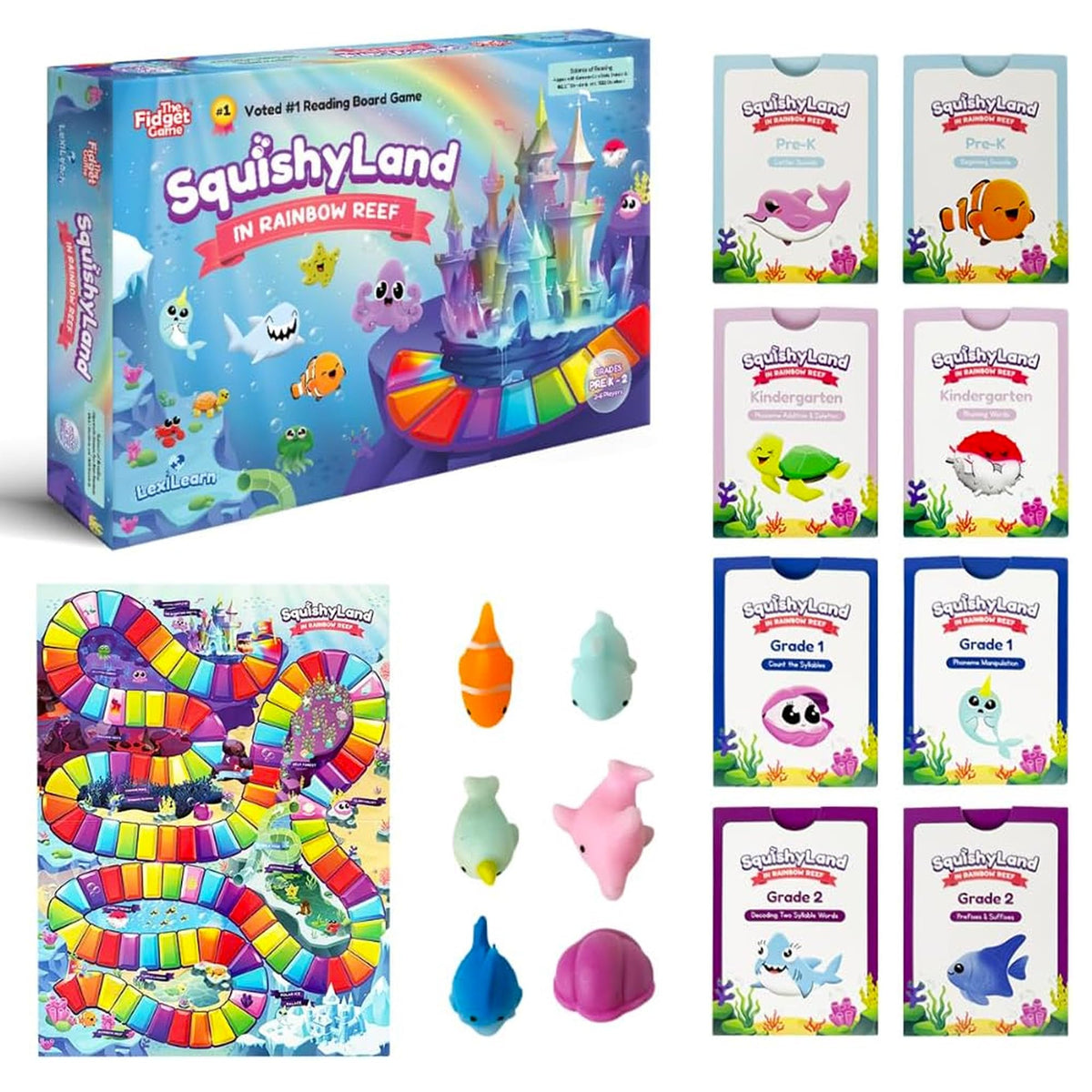 Squishy Board Game for Pre K to 2nd Grade Learning and Play