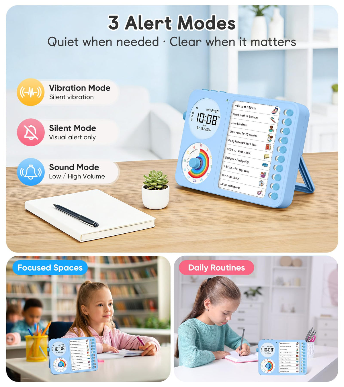 3 in 1 ADHD Visual Timer with Chore Chart and Planning Board