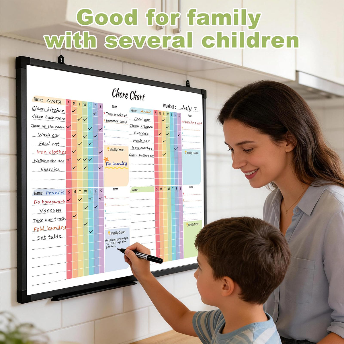 Magnetic Dry Erase Chore Chart Board 36 x 24 Inches