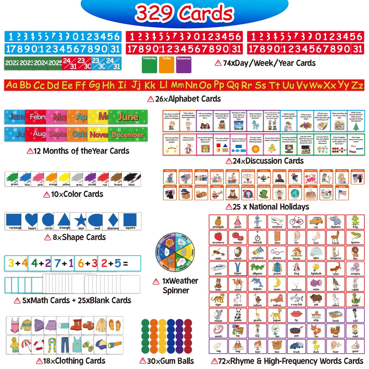 Circle Time Pocket Chart Calendar with Shapes Colors and Numbers