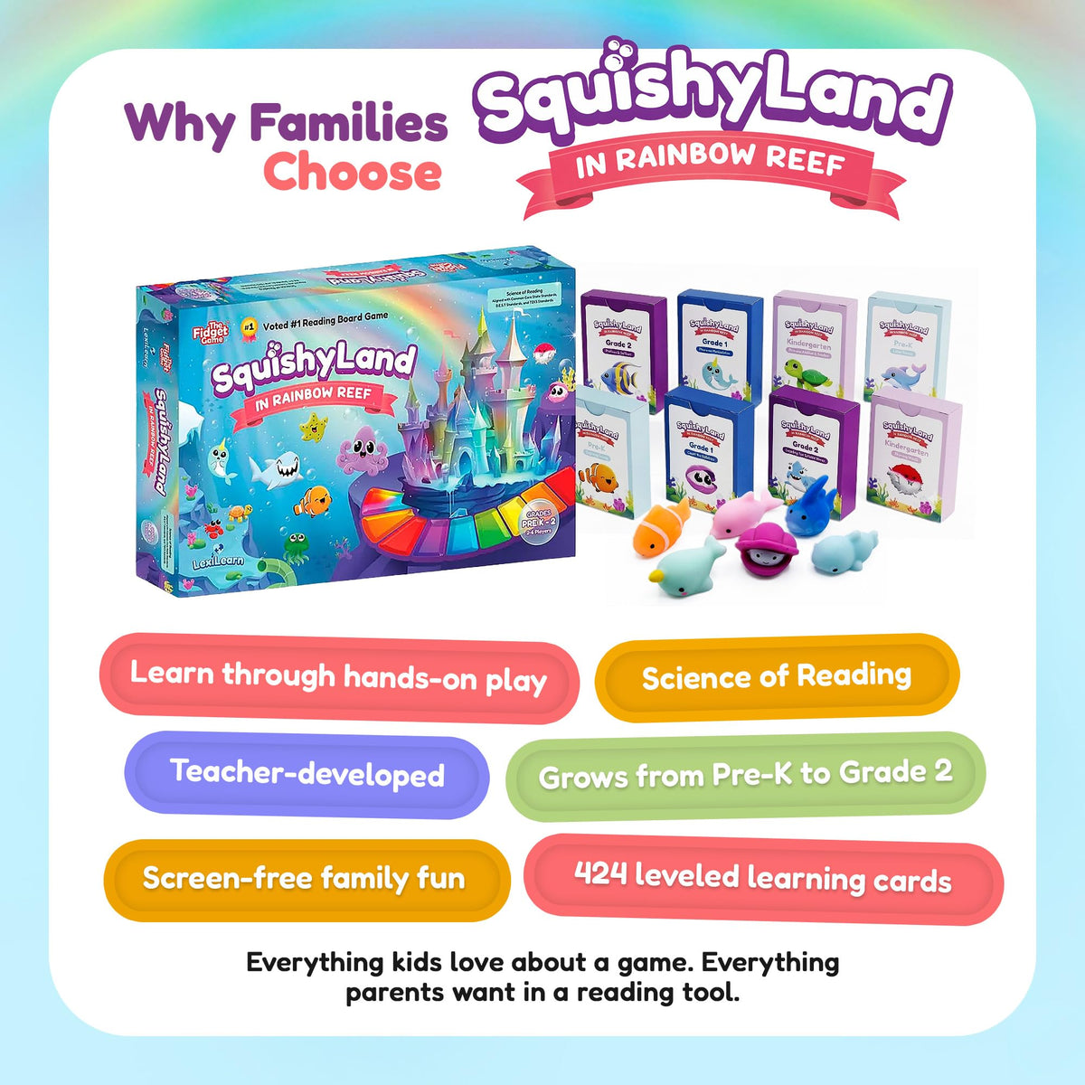 Squishy Board Game for Pre K to 2nd Grade Learning and Play