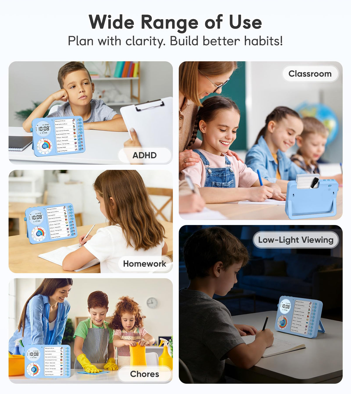 3 in 1 ADHD Visual Timer with Chore Chart and Planning Board