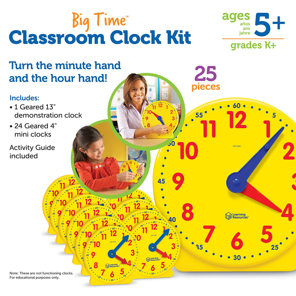 Classroom Clock Learning Kit for Teaching Time to Kids