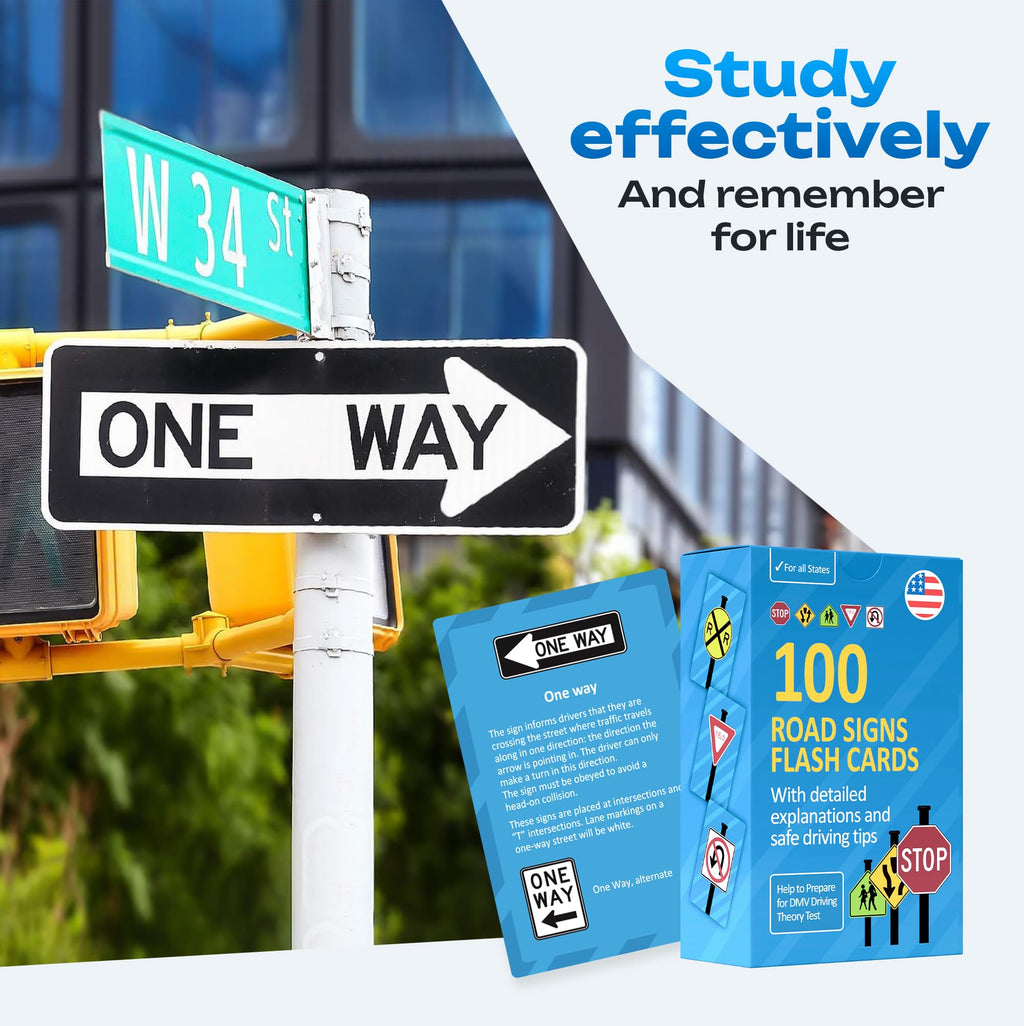 Road Signs Flash Cards with Driving Tips and Explanations