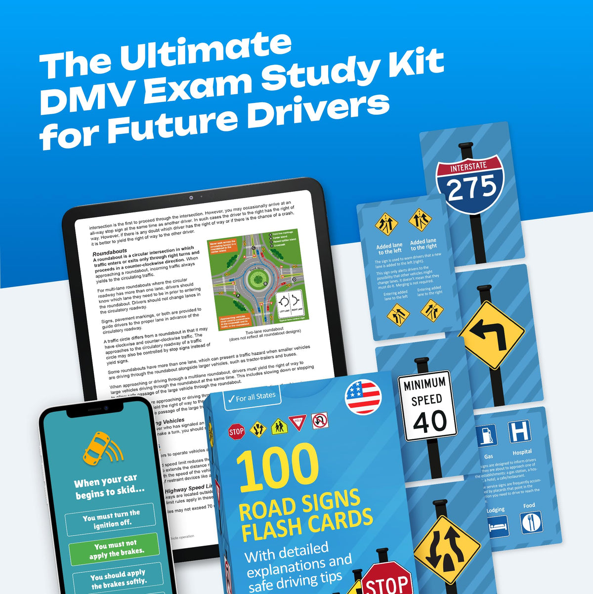 Road Signs Flash Cards with Driving Tips and Explanations