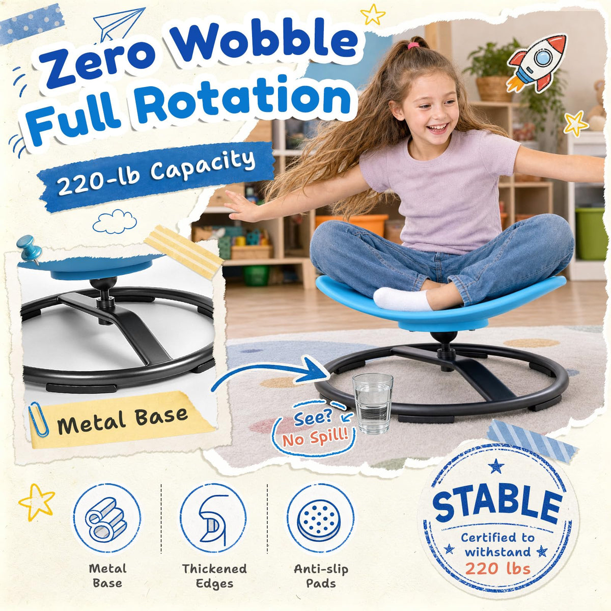 Sensory Spinning Chair for Kids Balance and Coordination Training