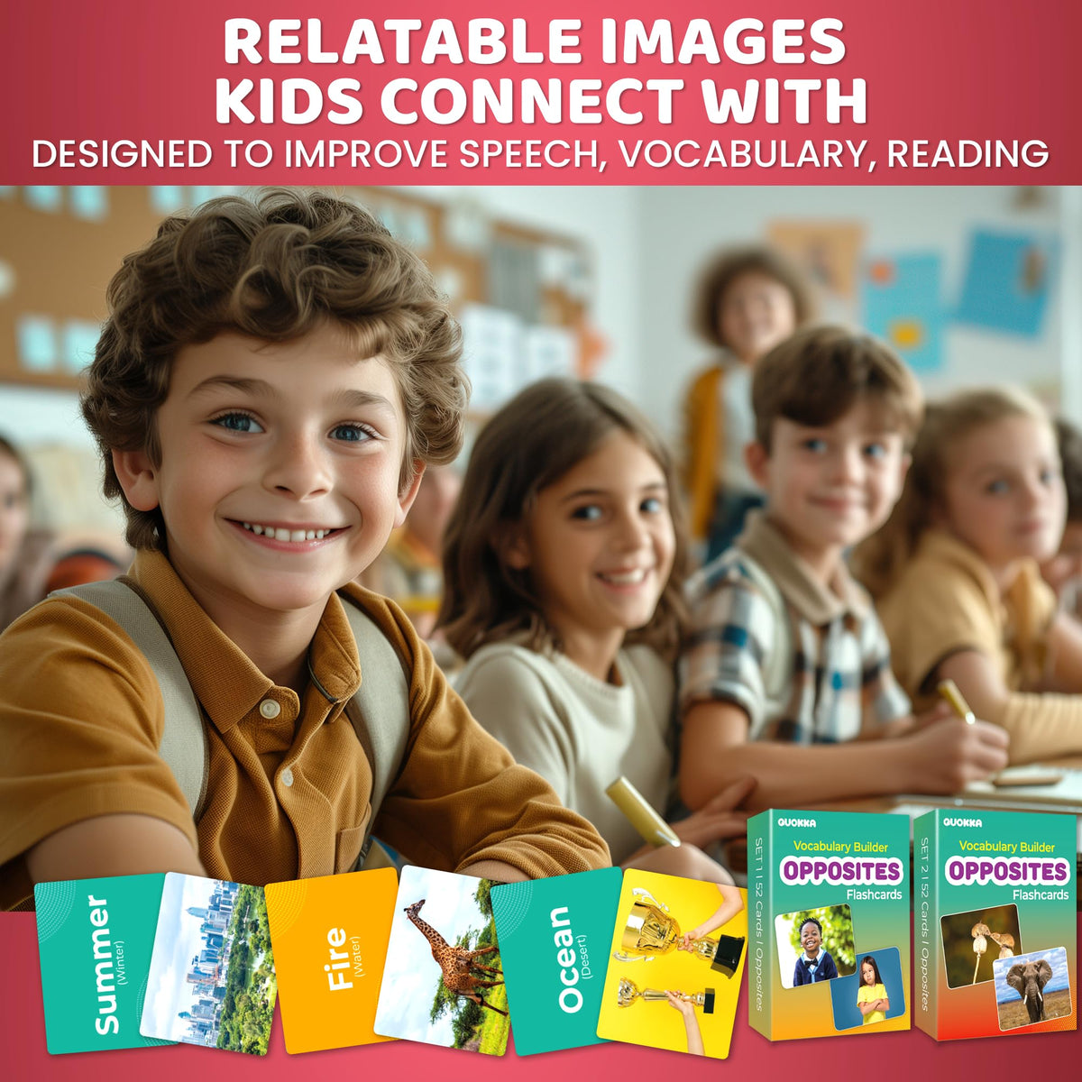 Vocabulary Builder Flash Cards for Kids Speech Therapy Learning