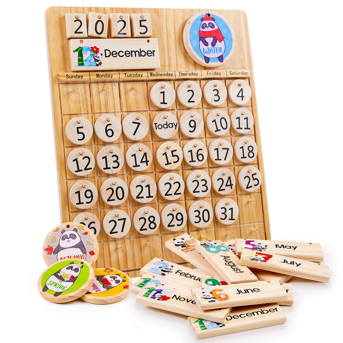 Montessori Wooden Perpetual Calendar for Kids Learning Dates