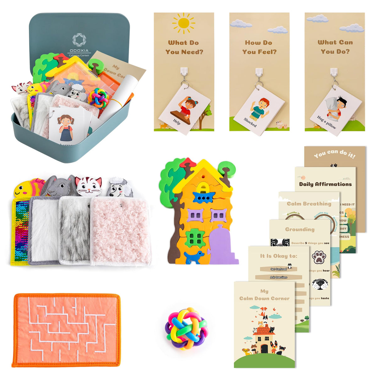 Calm Down Corner Kit with Sensory Tools and Fidget Toys