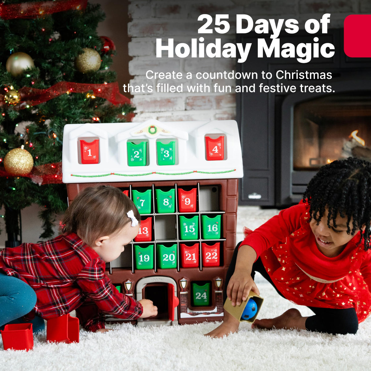 Kids Interactive Advent Calendar with 25 Refillable Toy Bins