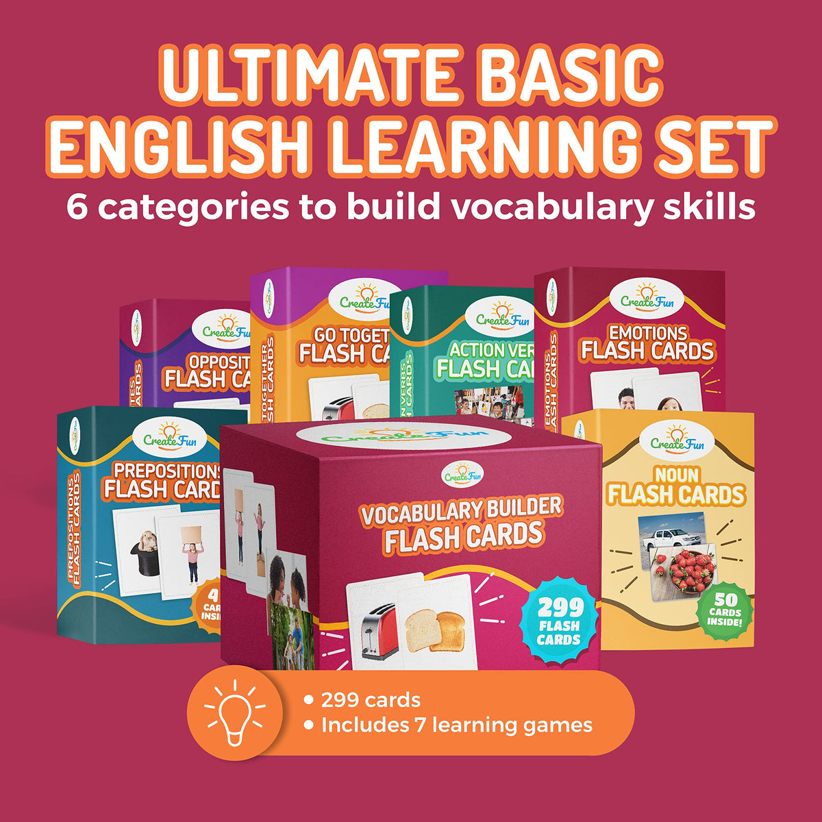 Vocabulary Builder Photo Flash Cards 6 Pack with Learning Games