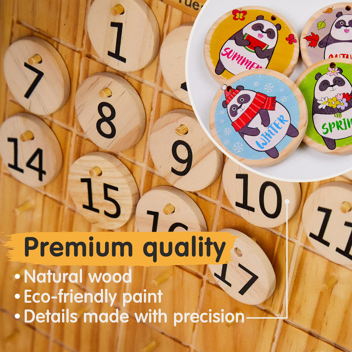 Montessori Wooden Perpetual Calendar for Kids Learning Dates